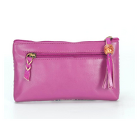 By Meeka Genuine Leather Small Vanity Case  (18cm x 11cm) - Waratah (Pink)