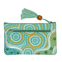 Gaye Ogilvie Aboriginal Art Genuine Leather Small Vanity Case (18cm x 11cm) - Spring in the Murchison