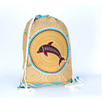 Muralappi Journey Recycled Cotton Canvas Drawstring Beach Bag/Backpack (36cmx50cm) - The Dolphin