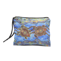 Muralappi Journey Recycled Cotton Canvas Utility Pouch (22cm x 17cm) - Path of the Sea Turtles