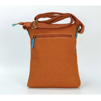 Nikki Dee Designs Genuine Leather/Canvas Combination Shoulder Bag [26 X 20cm] - Tracks on Country