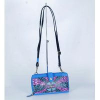 Grandmother Wildflower Genuine Hand Painted Leather Shoulder Sling Wallet - Nikki Dee Designs