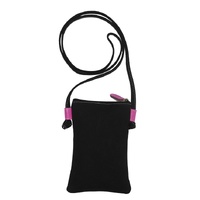 Rocks & Waterholes [Black] Leather/Canvas Compact Sling/Shoulder Bag (19cm x 13cm) - Patricia Fatt