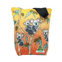 Yakinno Gunditjmarra Dreaming Cotton Canvas Tote Shopping Bag (36cmx39cmx11cm) - 	 Gunditjmara Koalas