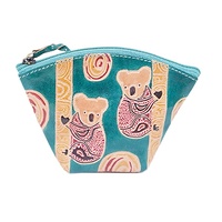 Yakinno Gunditjmara Dreaming Genuine Small Leather Small Coin Purse (12cm x 8cm) - Koala Mates (Tan) [colour: Red]