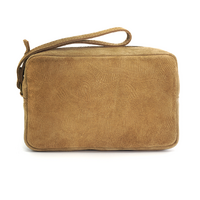 Better World Aboriginal Art Men's Suede Embossed Toiletry Bag - Sandhills (Camel)
