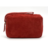 Better World Aboriginal Art Men's Suede Embossed Toiletry Bag - Sandhills (Red)