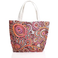 Nature's Cycle - Better World Aboriginal Art Large Cotton Canvas Tote Bag 