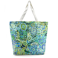 Better World Aboriginal Art Large Cotton Canvas Tote Bag - Ngarrindjeri Country