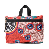 Warlukurlangu Aboriginal Art Fold Up Duffel Bag - Green Budgerigar Dreaming