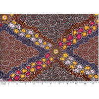 Bush Waterhole (Burgundy) - Aboriginal design Fabric