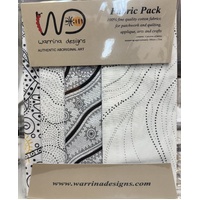 Aboriginal Fabric 4pce Quarter Pack [WHITE] - Aboriginal Design Fabric