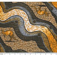 Kangaroo River Camp (Tan) - Aboriginal design Fabric