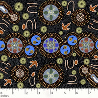 Men & Women Hunting [Black] - Aboriginal design Fabric