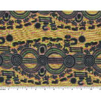 Rock Wallaby Dreaming (Green) - Aboriginal design Fabric