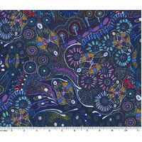 Bush Tucker After Rain (Blue) [SCRAP 2.8m] - Aboriginal design Fabric