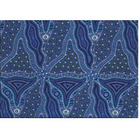 Bush Tomato &. Waterhole (Blue) [SCRAP 0.35M] - Aboriginal design Fabric