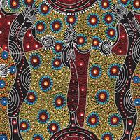 Dancing Spirit [Red] - [SCRAP 0.75M] Aboriginal design Fabric