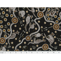 Kangaroo Dreaming 2 (Tan) [SCRAP 0.8M] - Aboriginal Design Fabric