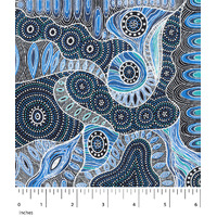 Regeneration (Blue) [SCRAP 0.65M]- Aboriginal design Fabric