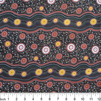 Wild Beans (Black) [SCRAP 0.4M] - Aboriginal design Fabric