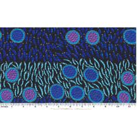 Wild Seeds & Bush Tucker (Blue) SCRAP [1.45m] - Aboriginal design Fabric
