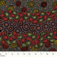 Wild Seed & Waterhole (Black) - Aboriginal design Fabric