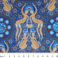 Women Collecting Bush Food (Gold) - Aboriginal design Fabric