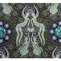 Women Collecting Bush Food (Green) - Aboriginal design Fabric