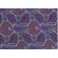 Women Dancing Near Waterhole (Purple) - Aboriginal design Fabric