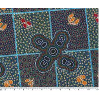 Women Gather Bush Tucker (Blue) - Aboriginal design Fabric