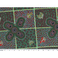 Women Gather Bush Tucker (Red) - Aboriginal design Fabric