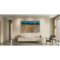 Dancing on Sacred Grounds - Original Aboriginal Art Stretched Canvas (120cm x 60cm)