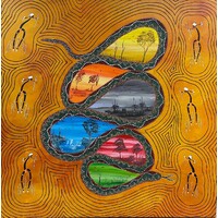 Guardians of Country - Original Aboriginal Art Stretched Canvas (1m x 1m)
