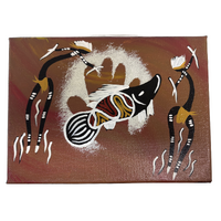 Original Aboriginal Art Stretched Canvas (18cm x 13cm) - Barramundi