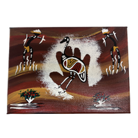 Original Aboriginal Art Stretched Canvas (18cm x 13cm) - Emu