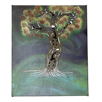 Original Aboriginal Art Painting Stretched Canvas (25cmx30cm) - Family Tree