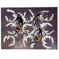 Original Aboriginal Art Stretched Canvas (40cm x 30cm) - Kangaroo Connection to Country