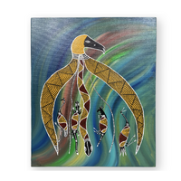 Original Aboriginal Art Painting Stretched Canvas (50cmx60cm) - Totems Of My Country with the Rainbow Serpent Colours