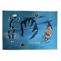 Unstretched Handpainted Aboriginal Art A4 Canvas (21cm x 29cm) - Kangaroo and Dancer (2)