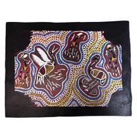 Unstretched Handpainted Aboriginal Art Canvas (27cm x 35cm) - Dancing Birds of the Plain