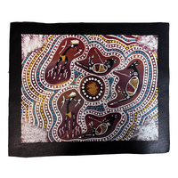 Unstretched Handpainted Aboriginal Art Canvas (27cm x 35cm) - Kangaroo Hunt