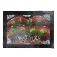 Unstretched Handpainted Aboriginal Art Canvas (46cm x 56cm) - Rainbow Serpent and Creation Story