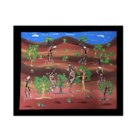 Unstretched Handpainted Aboriginal Art Canvas (46cm x 56cm) - Hunting Goannas