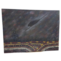 David Miller Aboriginal Art Stretched Canvas (1m x 0.76m) - Emu in the Night Sky