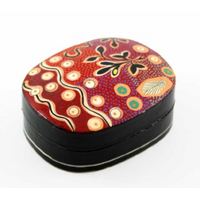Better World Aboriginal Art Lacquered Medium Trinket Box -  Yam and Bush Tomato Dreaming
