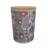 Utopia Aboriginal Art Bamboo Fibre 15cm Cannister (Large) - Dreamtime Sisters