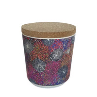 Utopia Aboriginal Art Bamboo Fibre 10cm Cannister (Small) - Wild Orange