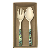 Utopia Aboriginal Art Bamboo Salad Servers - Soakage (Green)