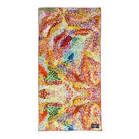 Utopia Aboriginal Art Waffle Microfibre Large Beach Towel (164cm x 80cm) - Firesparks